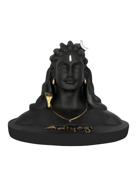 VOILA Polyvinyl Chloride Lord Adiyogi Shiva Statue Mahadev Murti for Car Dashboard Decorative Showpiece Black